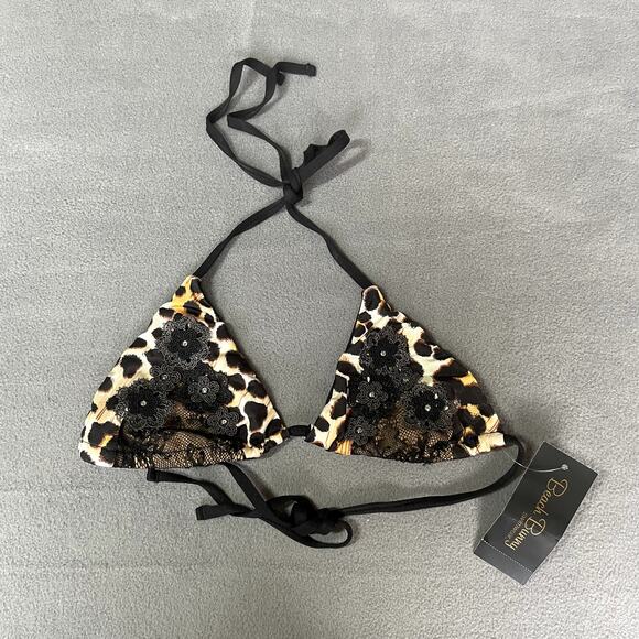 Beach Bunny Other - Beach Bunny Born To Be Wild Triangle Bikini Top Womens XS Brown Black Floral